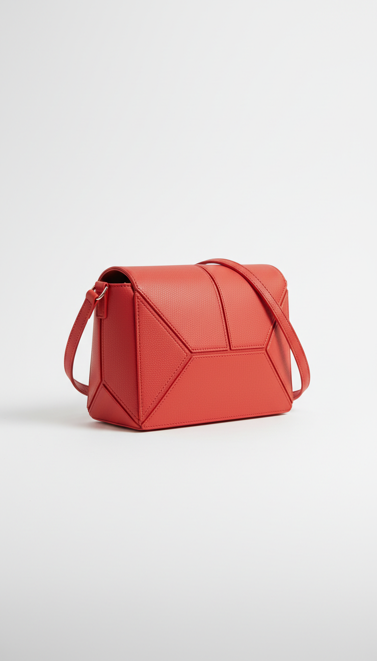 Geometric crossbody bag in coral red