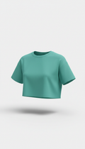 Cropped cotton shirt in fresh teal