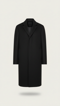 Technical wool coat in matte black