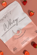 Whey Protein Strawberry - food supplement with sweeteners