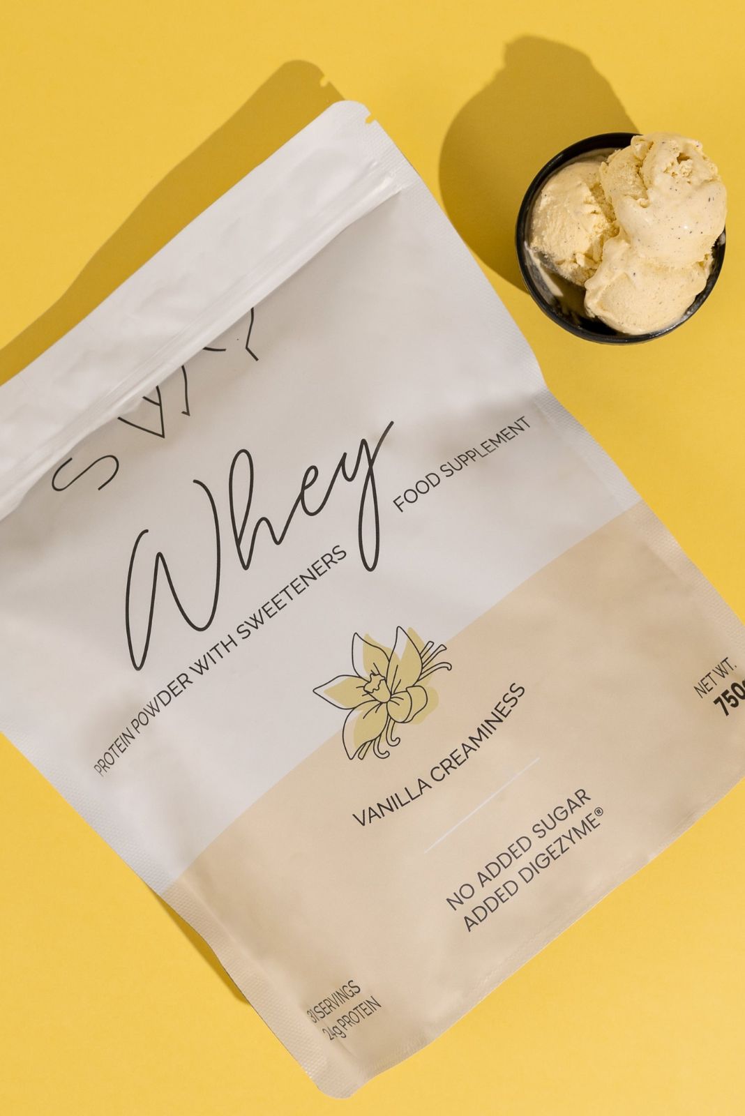 Whey Protein Vanilla - food supplement with sweeteners